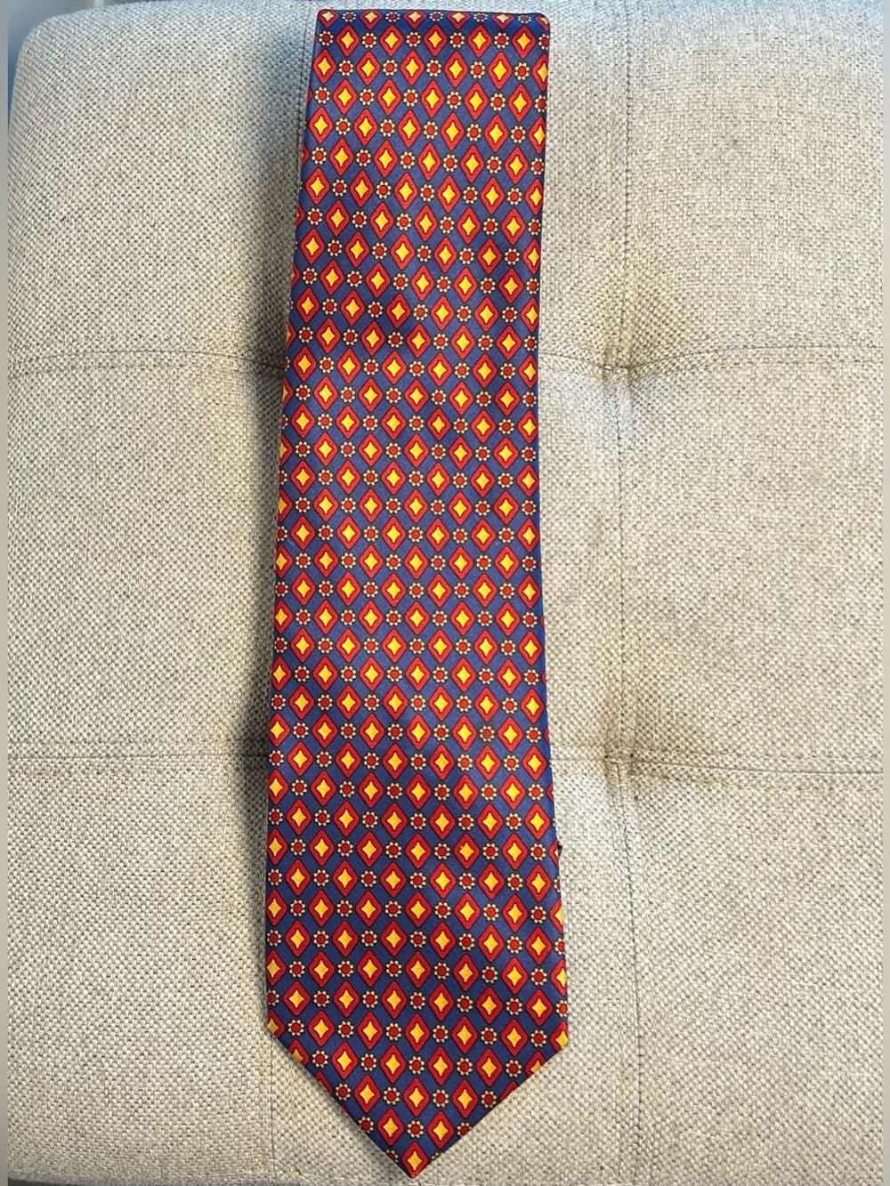 Luca Franzini The Tie Rack Silk Neck Tie Red Blue Geometric Italy 58x3.75”